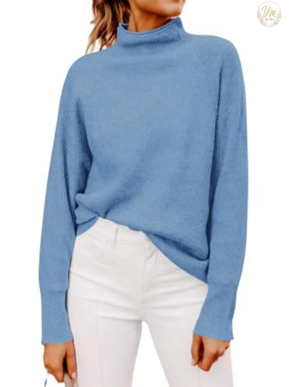 Mock Neck Long Sleeve Sweater Women Pullover Winter Top